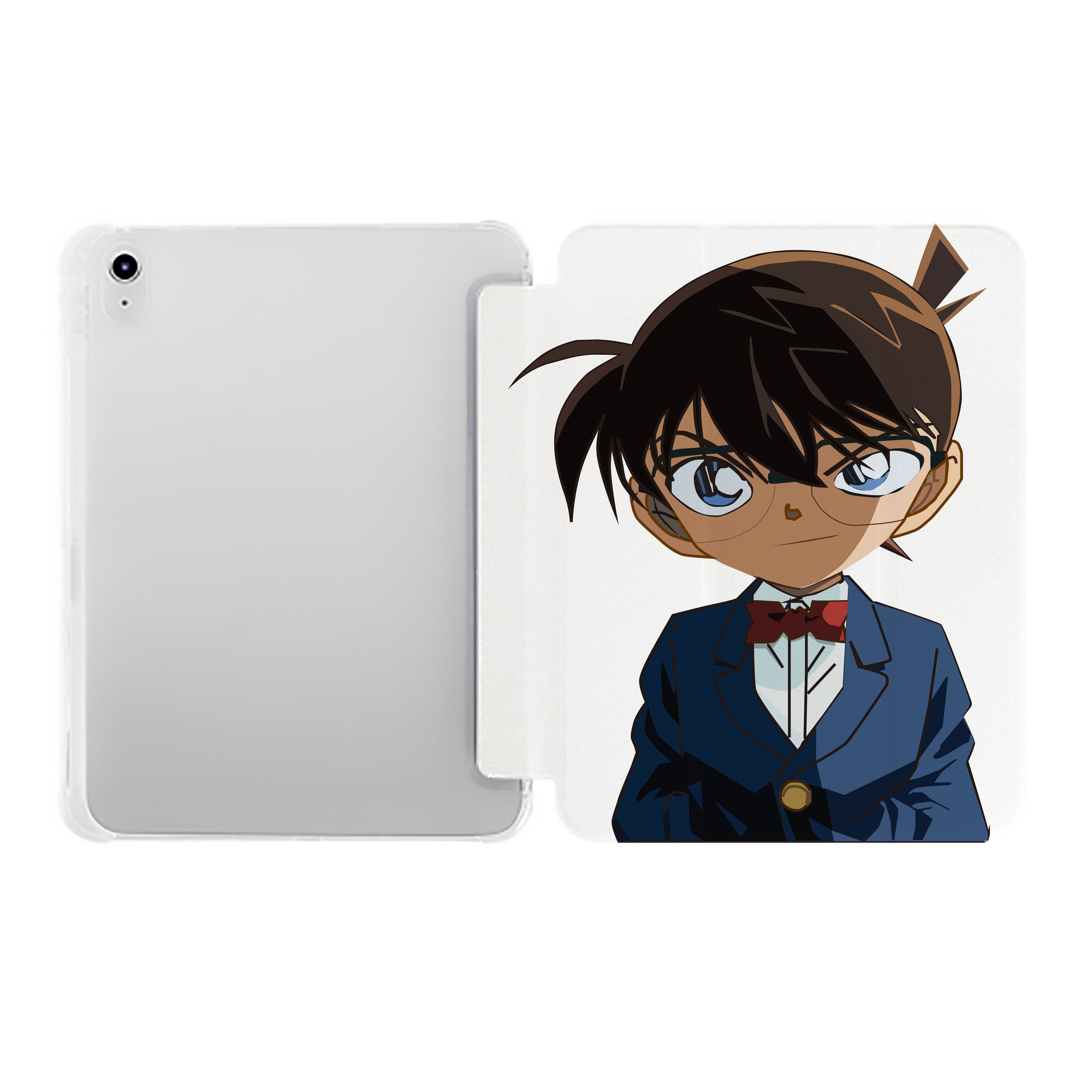 （画像用） 名探偵コナン 江戸川 コナン Detective Conan Conan Edogawa IPad ケース ペン収納付き 三つ折りスタンド PUレザー×シリコン 対応機種9.5/10.5/10.9インチ
